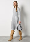 Rib Knit Pleated Midi Dress, Light Grey / Silver, large