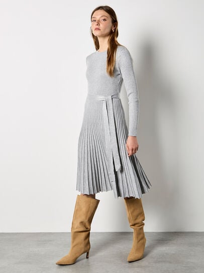 Belted Pleated Dress