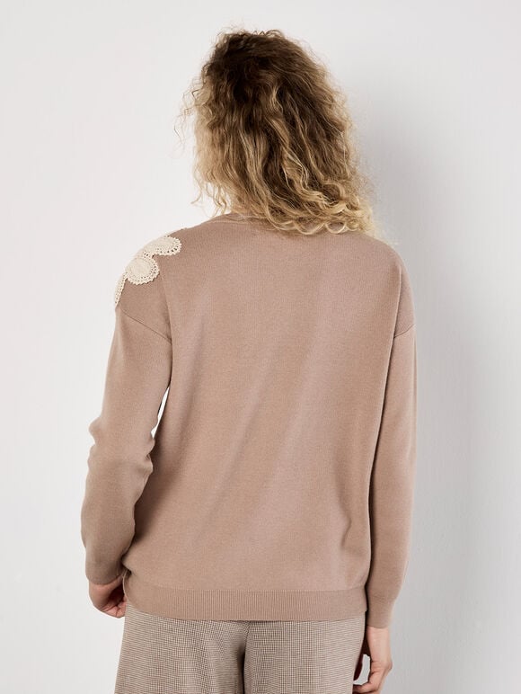 Crochet Daisies Jumper, Stone, large