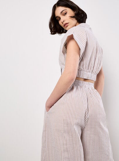 Stripe Shirt Crop Top