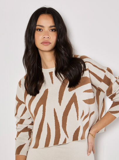 Zebra Jumper Knitted Midi Dress Set