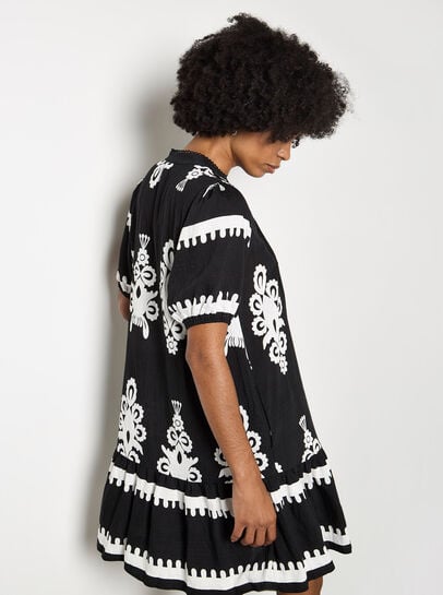 Baroque Print Shirt Mini Dress
