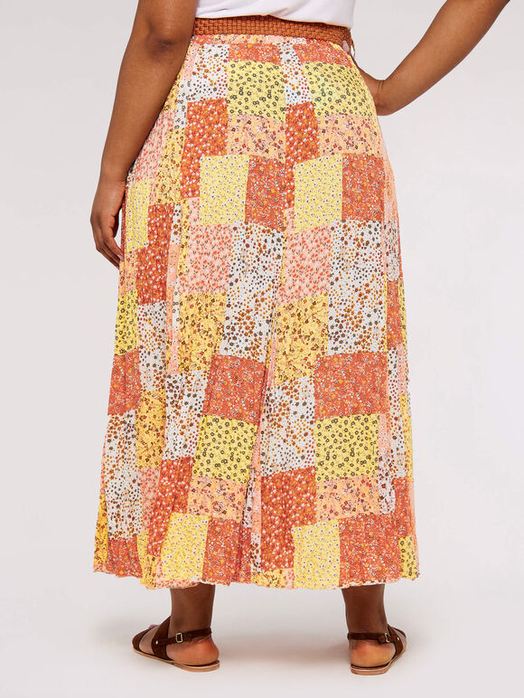 Ditsy Fusion Crinkle Skirt, Orange, large