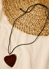 Collier pendentif coeur en résine, marron, grand