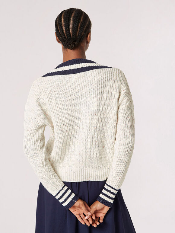 Multi Fleck Chunky Knit Cricket Jumper, Pierre, grand