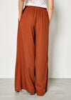 Linen Blend Wrap Wide-Leg Trousers, Rust, large