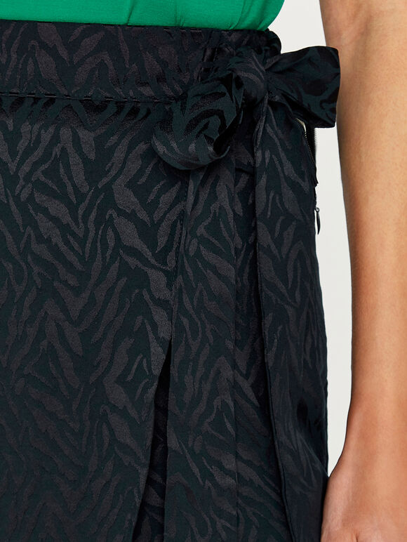 Jacquard Wrap Skirt, Navy, large