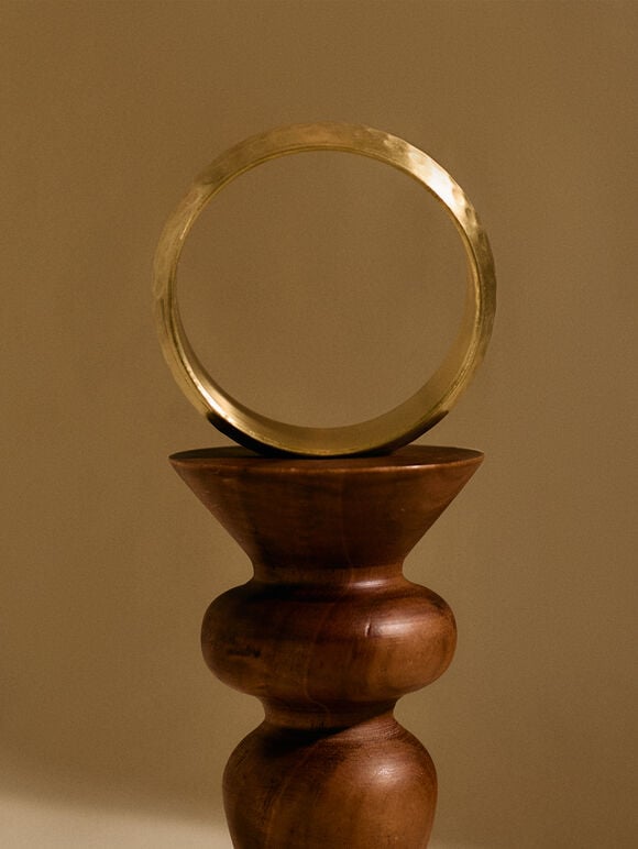 Brass Bangle, Gold, large