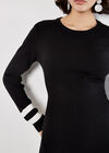 Stripe Cuff Fit And Flare Knit Mini Dress, Black, large