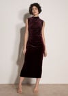 Velvet Bodycon Midaxi Dress, Burgundy, large