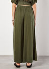 Linen Blend Palazzo Trousers, Khaki, large
