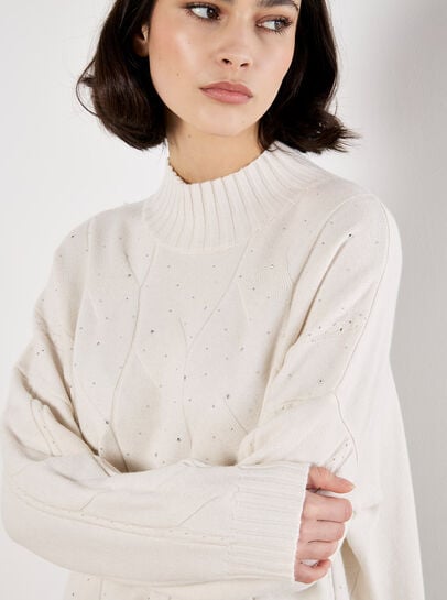 Rhinestone Embellished Fine Knit Jumper