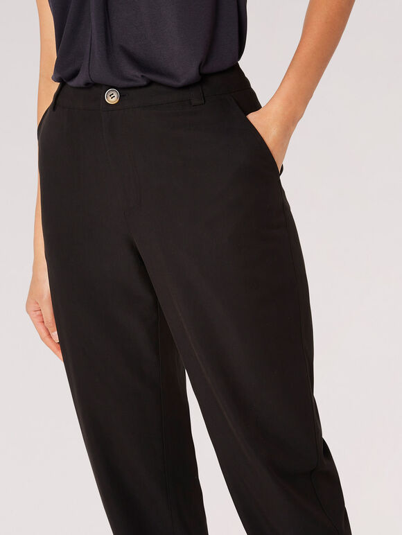 Pantalon Chino en Sergé Doux, Noir, large