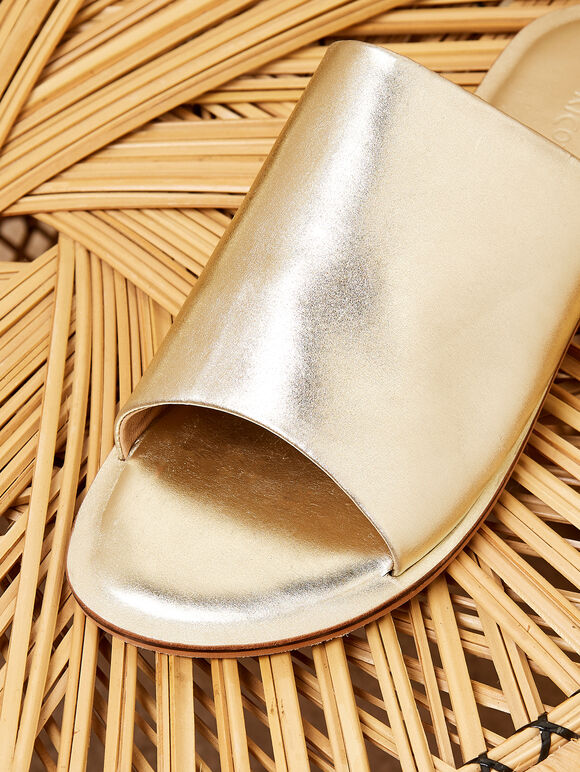 Soft Leather Mules, Silver, large