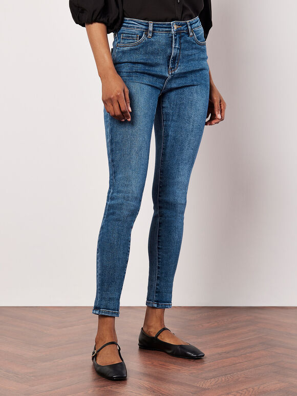 Sienna Distressed Denim Skinny Fit Jeans, Blue, large