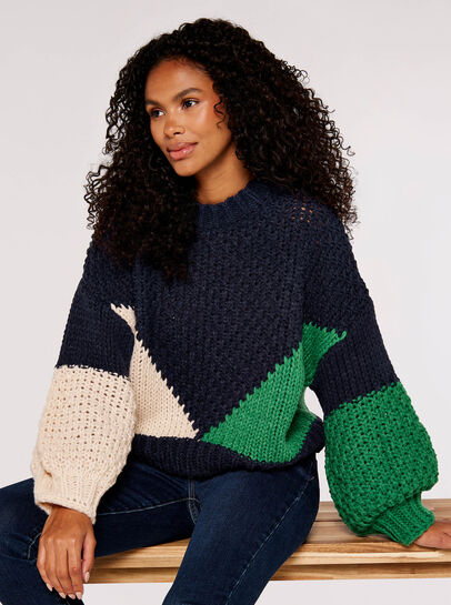 Colour Block Chunky Knit Jumper