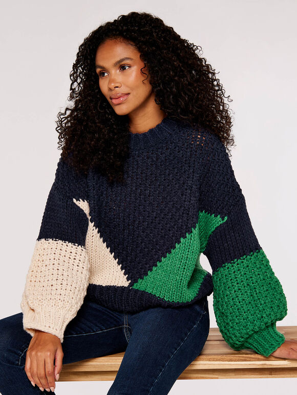 Colour Block Chunky Knit Jumper