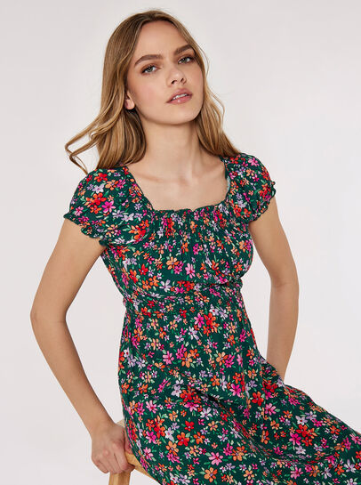 Ditsy Milkmaid Midi Dress