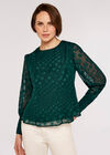 Jacquard Dot Chiffon Blouse, Green, large