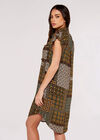 Patchwork Shirt Mini Dress, Green, large