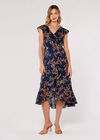 Leaf Ruffle Midi Dress, Navy, large