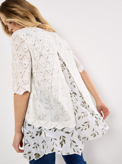 Pointelle Knit Layered Tunic Top