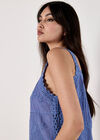Floral Embroidery Crochet Cotton Top, Purple, large