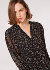 Ditsy Floral Chiffon Blouse, Black, large