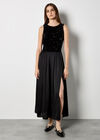 Velvet Sequin Bodice Midi Dress, Black, large