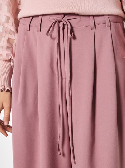 Pleat Detail Wide Leg Drawstring Trousers