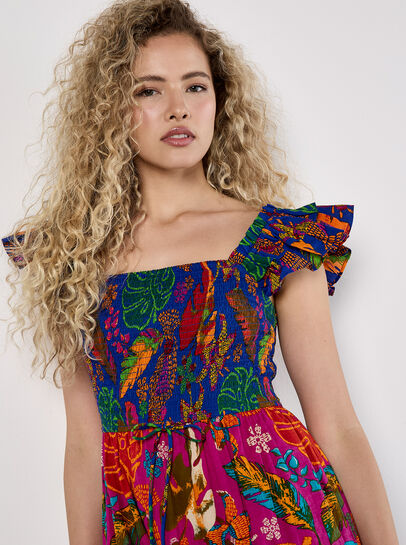 Colour Pop Parrot Print Maxi Dress