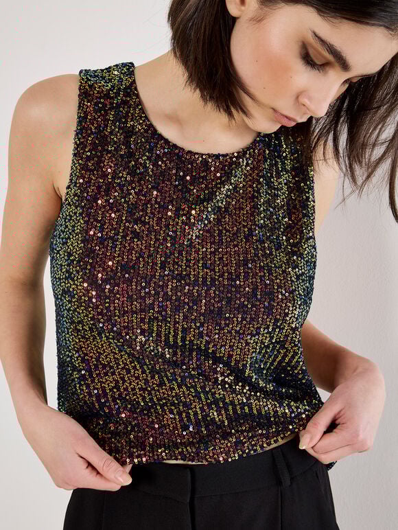 Sequin Shell Top, Assorted, large