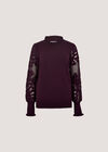 Lace Mesh Jumper, Burgundy, large