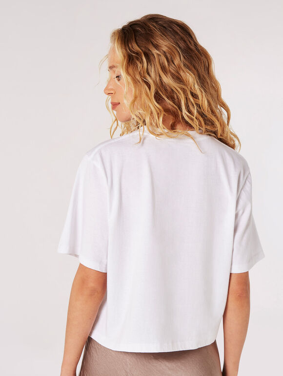 Mushroom Print Cropped T-Shirt, Cream, large
