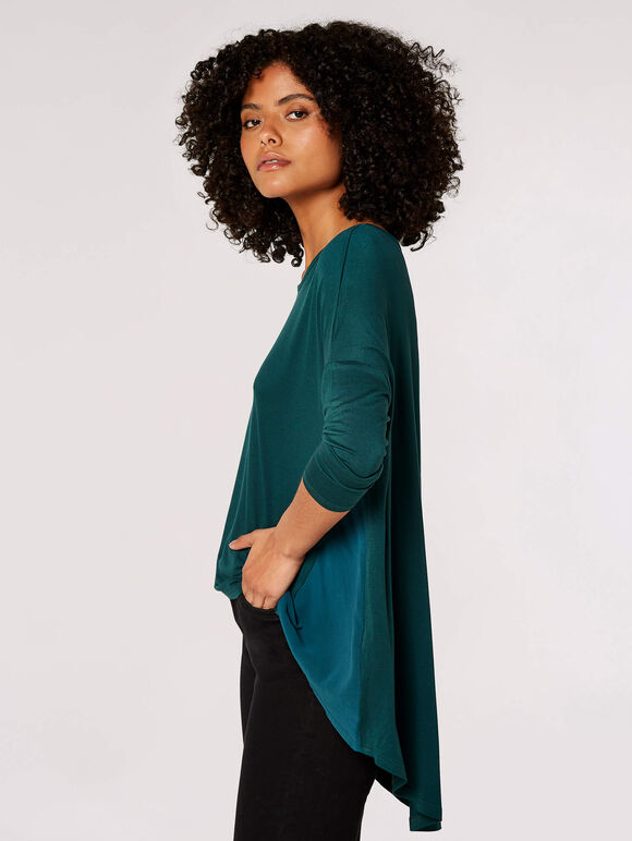 Chiffon Panel Jersey Top, Green, large