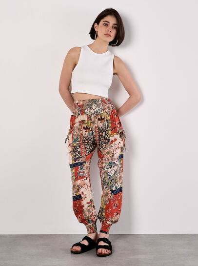 Patchwork Floral Woven Joggers