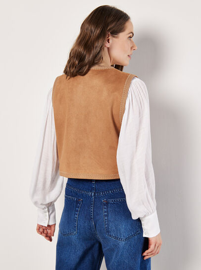 Embroidered Suedette Waistcoat