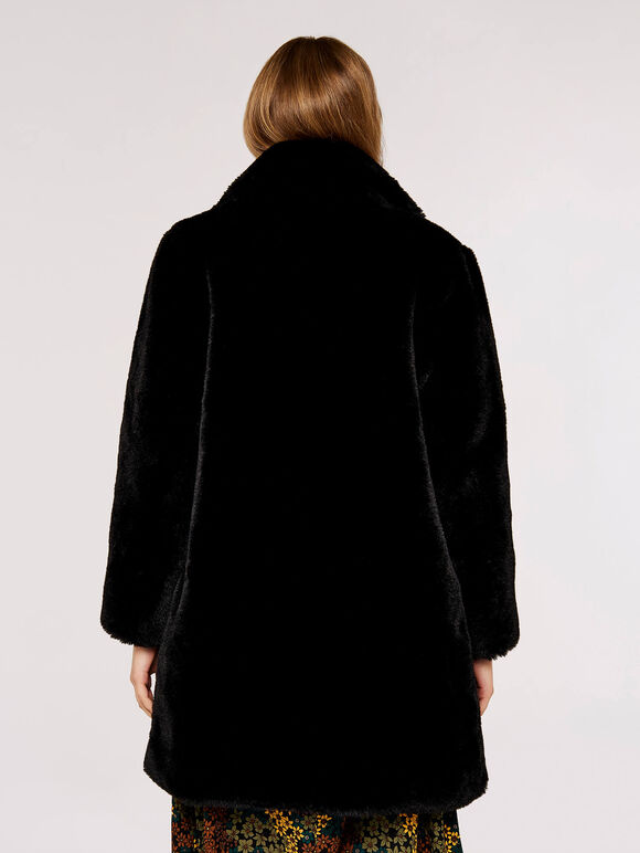 Oversized Super-Soft Faux Fur Coat, Black, large