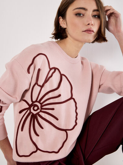 Large Embroidered Flowers Jumper