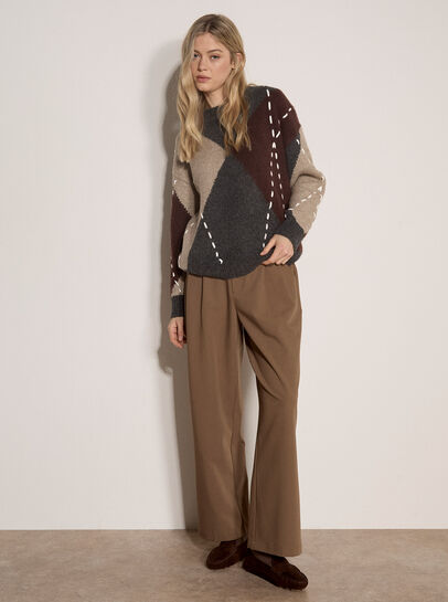 Argyle Diamond Colour Block Jumper
