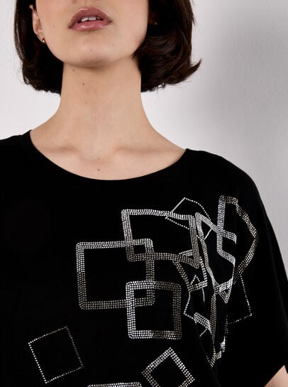 Scattered Squares Rhinestone T-Shirt