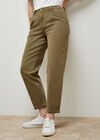 Chino-Mom-Jeans mit mittelhohem Bund, Khaki, Größe L