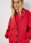 Tailored Double-Breasted Peacoat, Red, large