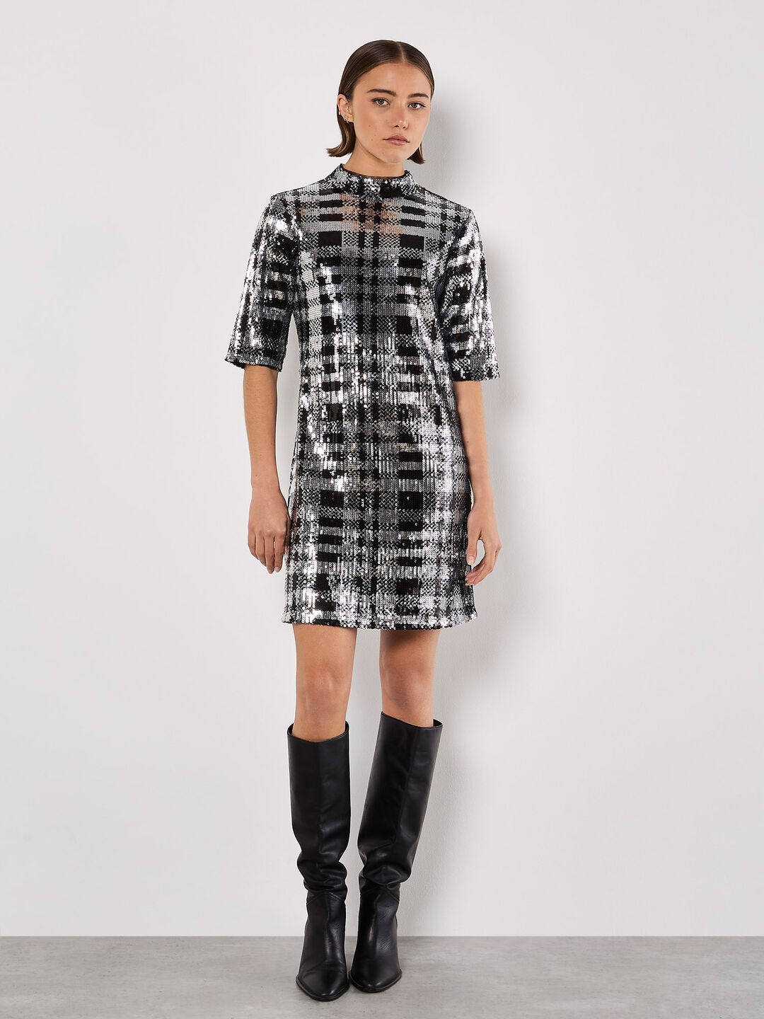 Sequin Check Bodycon Mini Dress