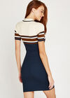 Navy Ribbed Polo Zip Dress, Navy, large