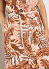 Tropical Leaf Shirt Midi Dress, Brown, large