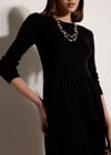 Ribbed Knit Midi Dress, Black, large