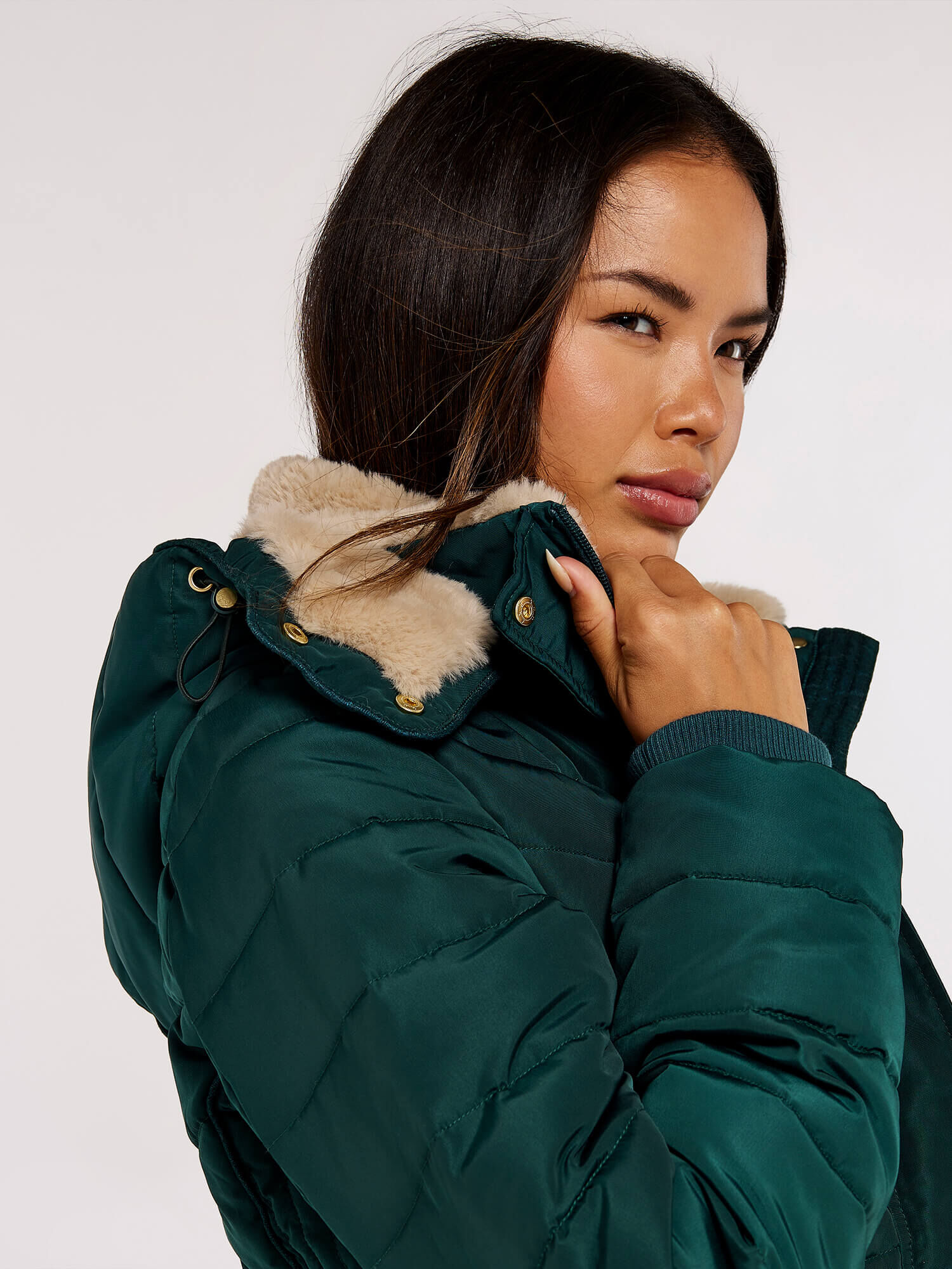 Green puff deals coat