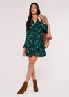 Botanical Ruffle Mini Dress, Green, large