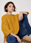 Waffle Knit Batwing Top, Mustard, large